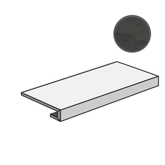 Ступени Italon Surface Steel Scalino Frontale 620070001354, цвет чёрный тёмный, поверхность матовая, прямоугольник с капиносом, 330x1600