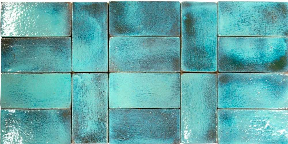 Керамическая плитка Eco Ceramica Metallica Style Blue, цвет бирюзовый, поверхность глянцевая, прямоугольник, 100x200