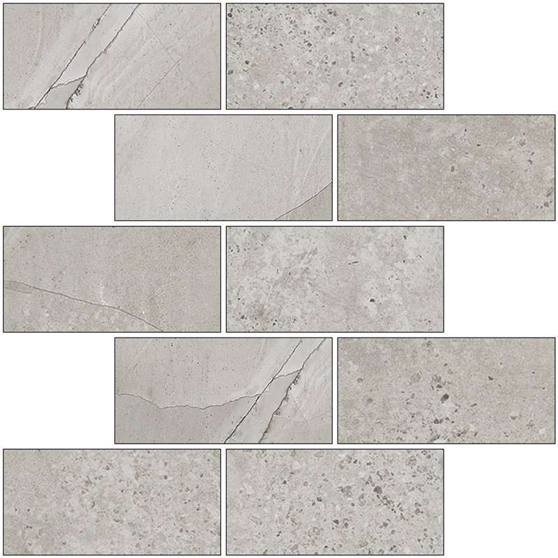 Мозаика Kerranova Marble Trend K-1005/SR/m13, цвет серый, поверхность структурированная, квадрат, 307x307