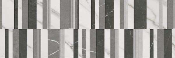 Керамическая плитка Cifre Essential Relieve Pulse Ducale Brillo rect., цвет чёрно-белый, поверхность глянцевая, прямоугольник, 300x900