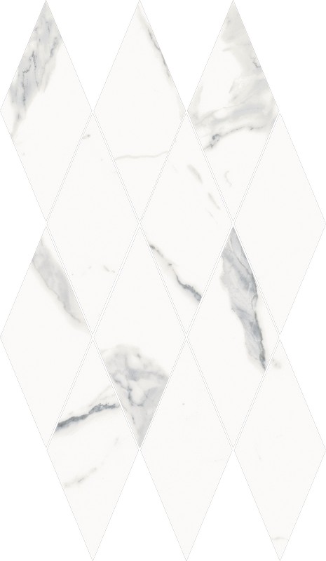 Мозаика Italon Stellaris Mosaico Diamond Statuario White 620110000202, цвет белый, поверхность матовая, ромб, 280x480