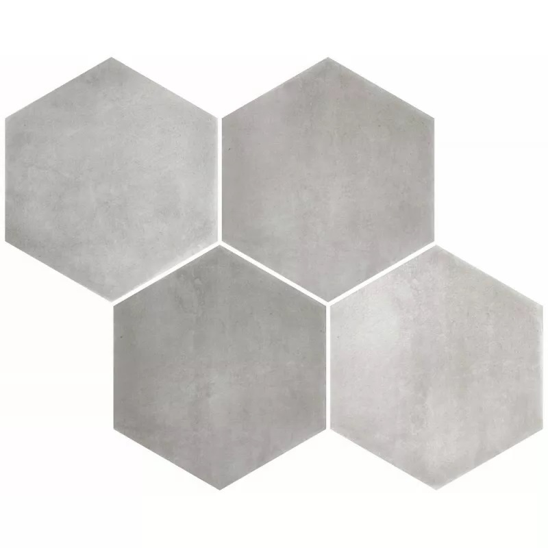 Керамогранит Durstone Six Cementine Grey, цвет серый, поверхность матовая, шестиугольник, 230x270