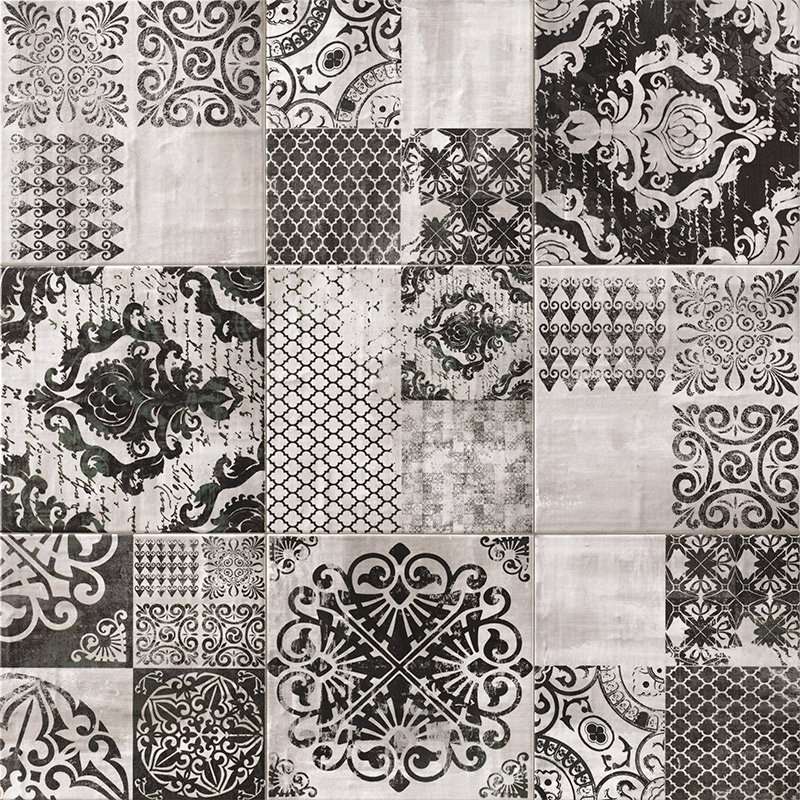 Декоративные элементы Mainzu Etrusco Lazio, цвет чёрно-белый, поверхность матовая, квадрат, 200x200