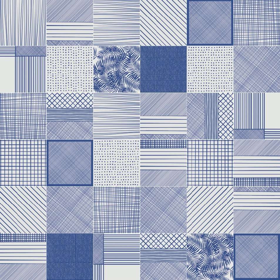 Декоративные элементы Savoia Colors Textile Blu S19121DET, цвет синий, поверхность глянцевая, квадрат, 216x216
