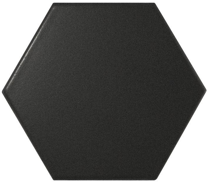 Керамическая плитка Equipe Scale Hexagon Black Matt 21909, Испания, шестиугольник, 107x124, фото в высоком разрешении