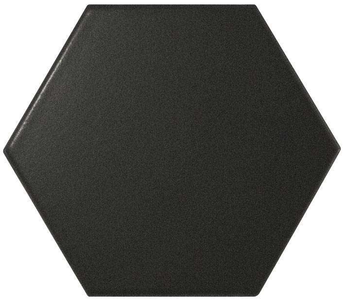 Керамическая плитка Equipe Scale Hexagon Black Matt 21909, цвет чёрный тёмный, поверхность матовая, шестиугольник, 107x124