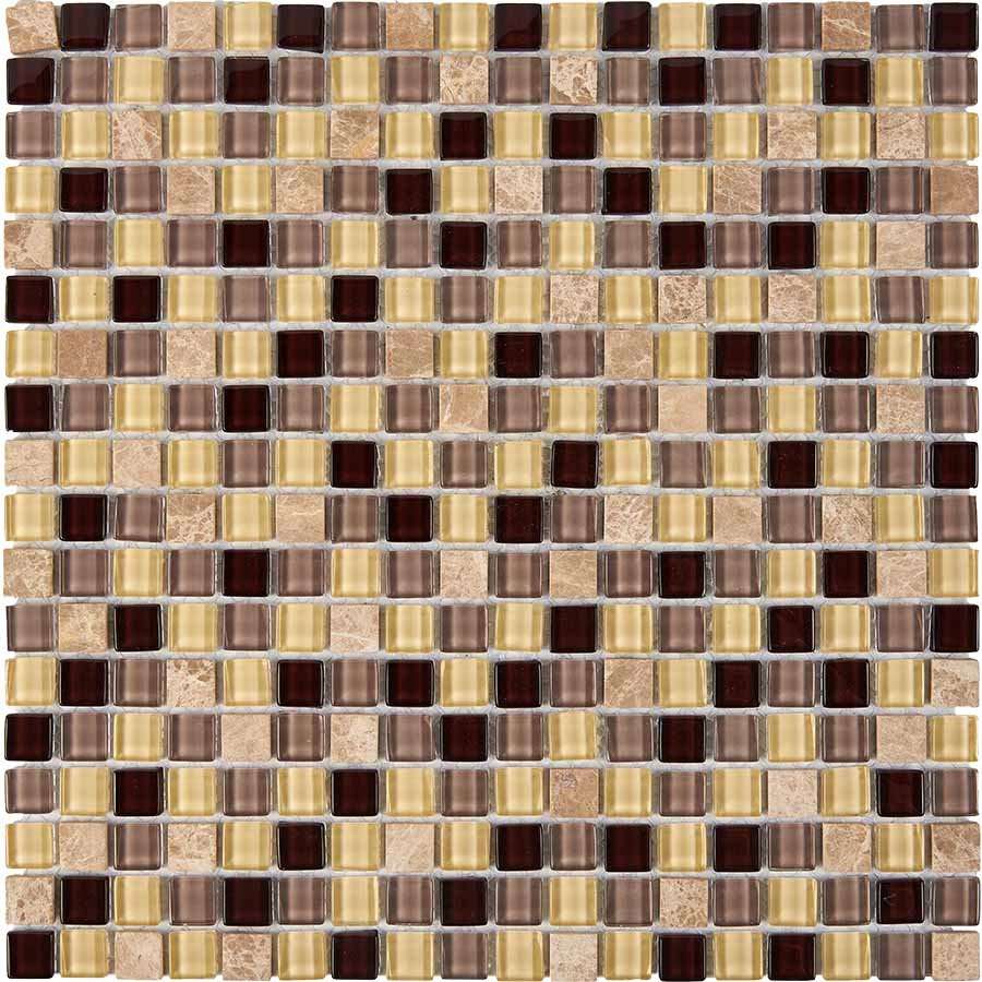 Мозаика Pixel Mosaic PIX724 Мрамор и стекло (15x15 мм), цвет бежевый, поверхность глянцевая, квадрат, 300x300