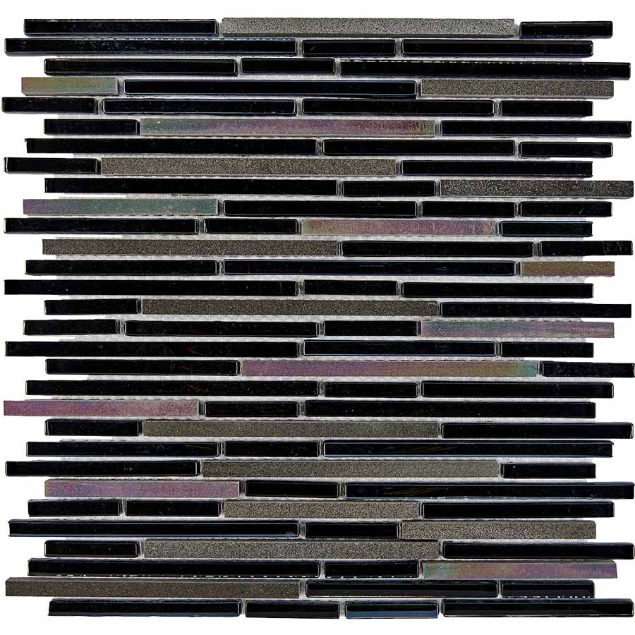 Мозаика Pixel Mosaic PIX734 Туфа и стекло, цвет чёрный, поверхность глянцевая, квадрат, 300x300