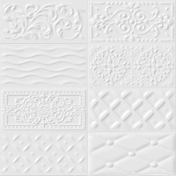 Декоративные элементы Vives Rivoli Raspail Blanco, цвет белый, поверхность глянцевая, прямоугольник, 100x200