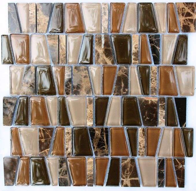Мозаика NS Mosaic S-849, цвет коричневый, поверхность глянцевая, квадрат, 305x305