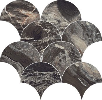 Мозаика Roberto Cavalli Rock Symphony Power Mosaico Ventaglio 531564, цвет серый, поверхность полированная, прямоугольник, 280x290