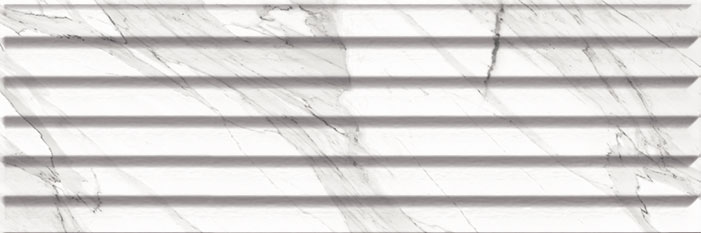 Керамическая плитка Superceramica Carrara Relieve Stripe Blanco Br 9108-0201, цвет белый, поверхность глянцевая, прямоугольник, 200x600