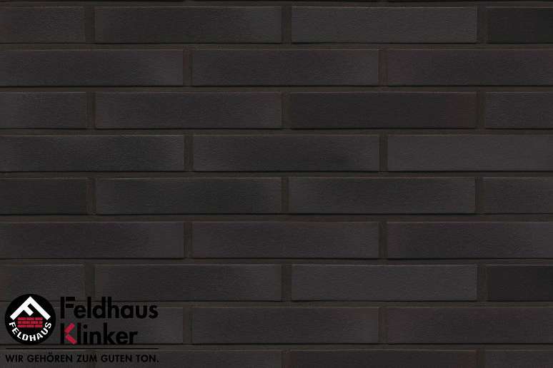Клинкер Feldhaus Klinker Galena Geo Ferrum Liso R509DF14, цвет чёрный, поверхность матовая, под кирпич, 52x240