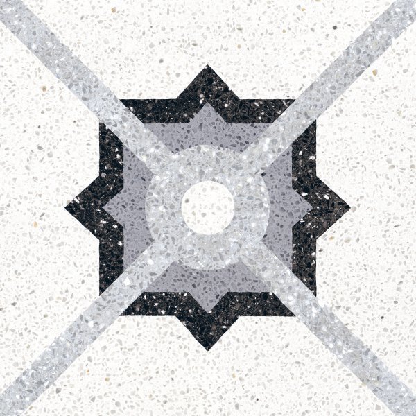Керамогранит Marca Corona Forme Stella F. D467, цвет чёрно-белый, поверхность матовая, квадрат, 200x200