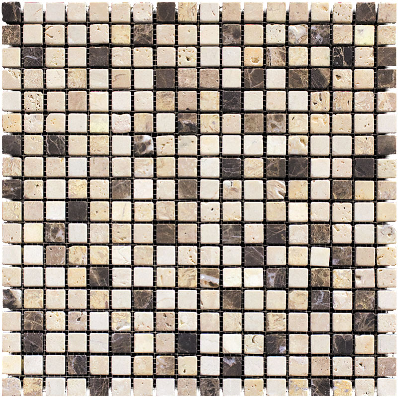 Мозаика Natural Mosaic Mix 7MT-88-15T, цвет бежевый, поверхность матовая, квадрат, 305x305