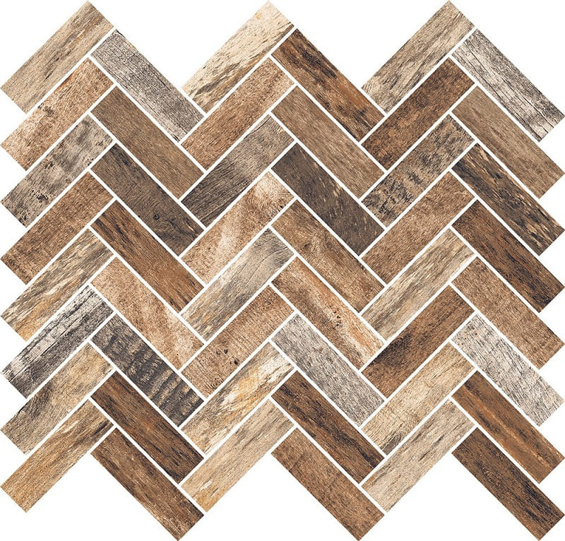 Мозаика RHS Rondine Inwood Caramel Mosaico Spina J87201, цвет коричневый, поверхность матовая, квадрат, 285x320