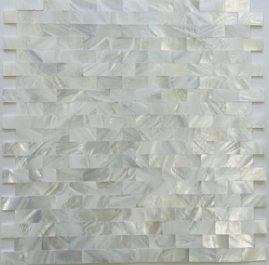 Мозаика Pixel Mosaic PIX753 Натуральный перламутр (15x30 мм), цвет белый, поверхность глянцевая, прямоугольник, 285x300