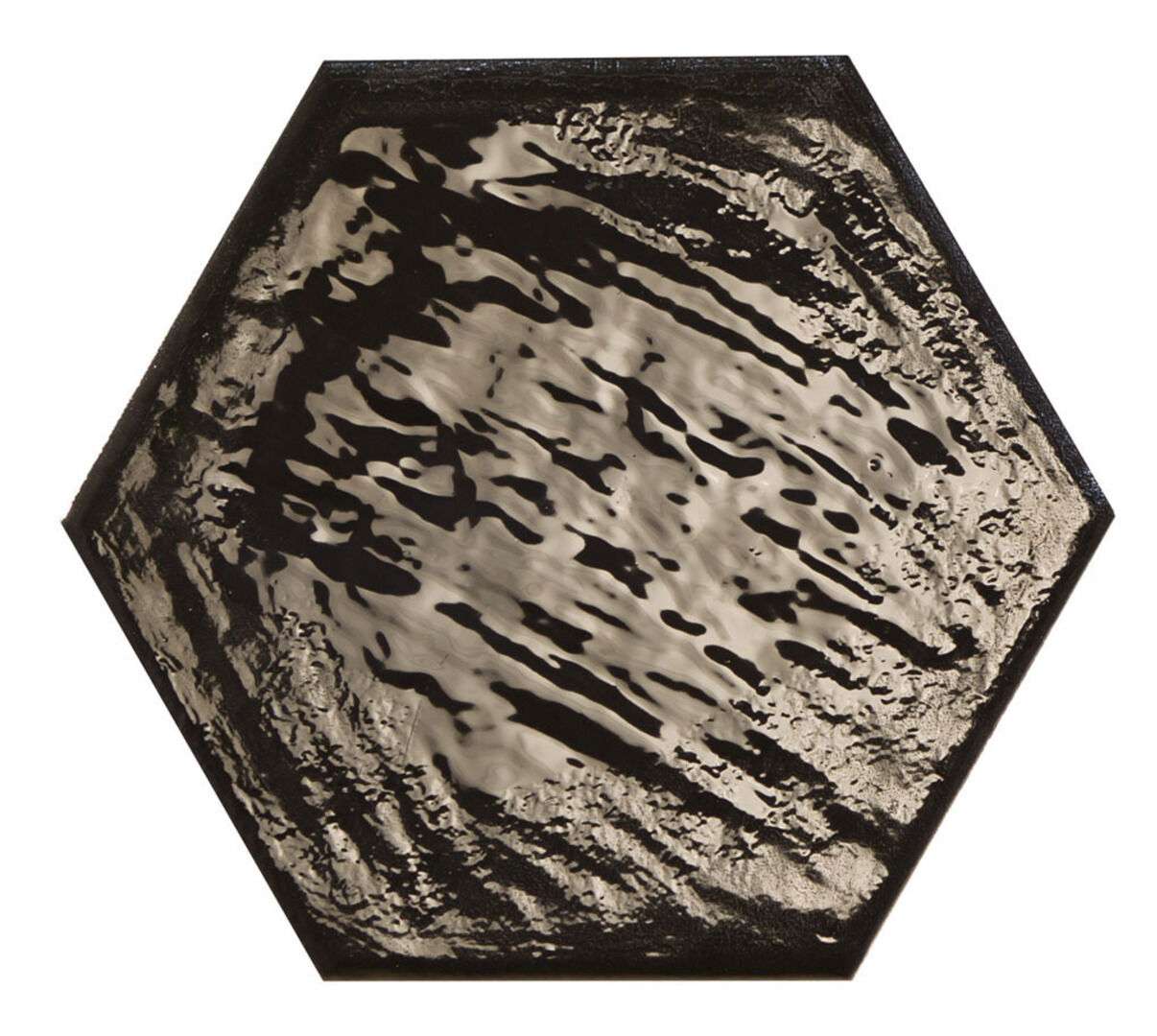 Керамогранит Prissmacer Rain Nero Hex, цвет чёрный, поверхность глянцевая, шестиугольник, 198x228