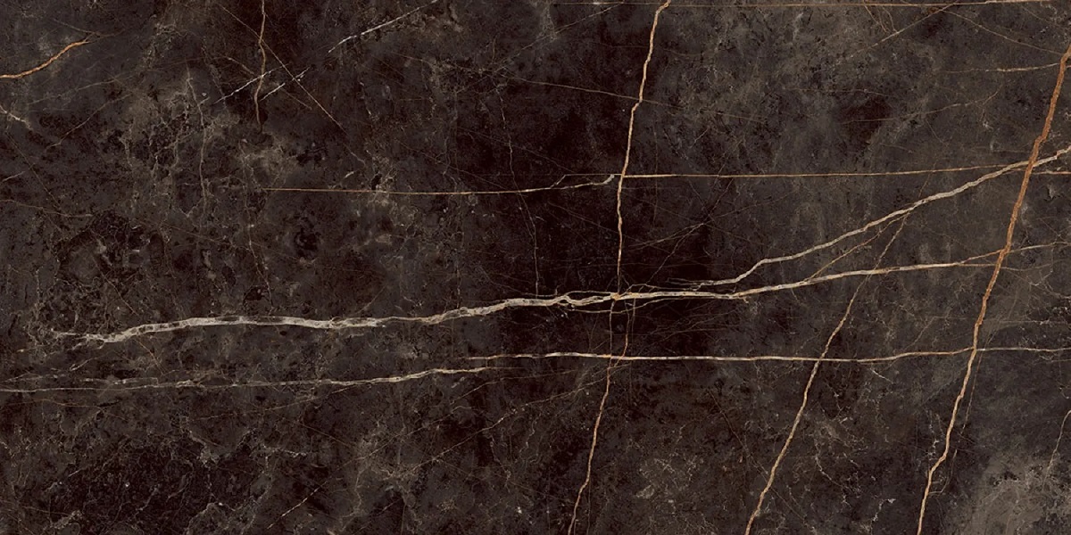 Керамогранит Marjan Tile Stone Vision Black, цвет чёрный, поверхность полированная, прямоугольник, 600x1200