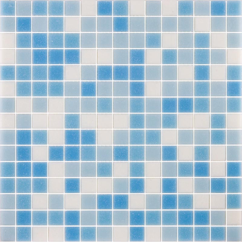 Мозаика Alma Mosaic Смеси 20 Mist (CES/101-2), цвет белый голубой, поверхность глянцевая, квадрат, 327x327