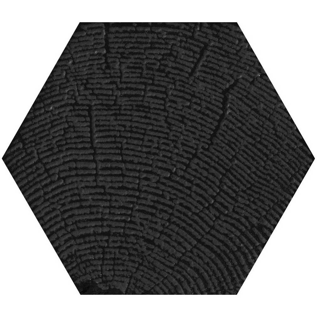 Керамогранит Settecento Matiere Hexa-Stile Arbre Black, цвет чёрный, поверхность матовая, шестиугольник, 126x110