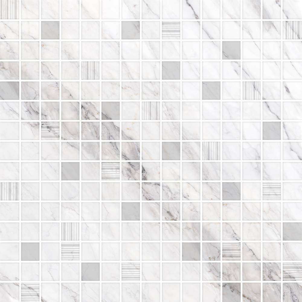 Мозаика Eurotile Calacatta White, цвет белый, поверхность глянцевая, квадрат, 325x325