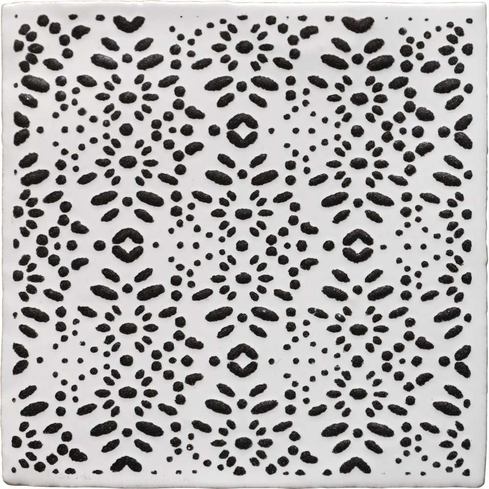 Вставки Self Style Natura Ricami White cna-103, цвет чёрно-белый, поверхность глянцевая, квадрат, 130x130