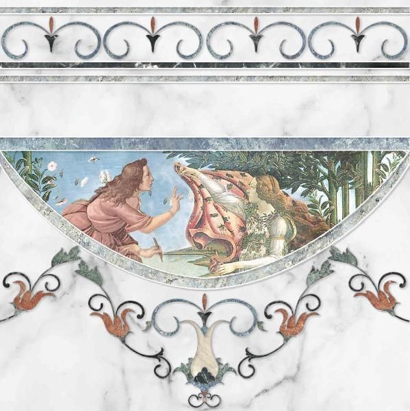 Бордюры Europa Ceramica Calacatta Louvre Cenefa A, цвет разноцветный, поверхность глянцевая, квадрат, 450x450