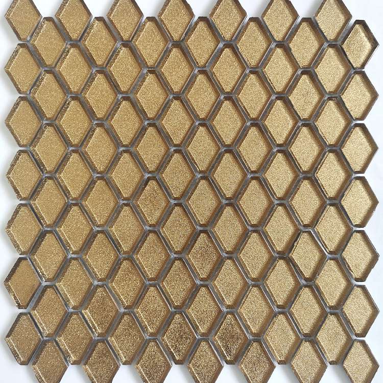 Мозаика Caramelle Mosaic Alchimia Diamanti d'oro (Стекло), цвет золотой, поверхность глянцевая матовая, ромб, 282x310