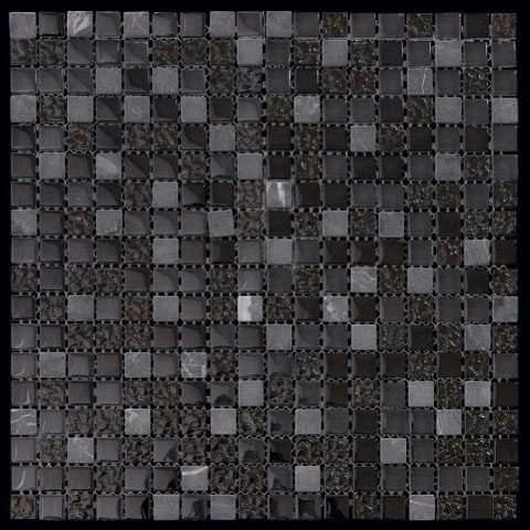 Мозаика Natural Mosaic Pastel 4PST-007 (Стекло Мрамор), цвет чёрный, поверхность глянцевая, квадрат, 298x298