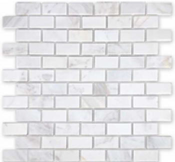 Мозаика Caramelle Mosaic Pietrine Dolomiti Bianco Pol 23X48 7mm, цвет белый, поверхность полированная, под кирпич, 298x298