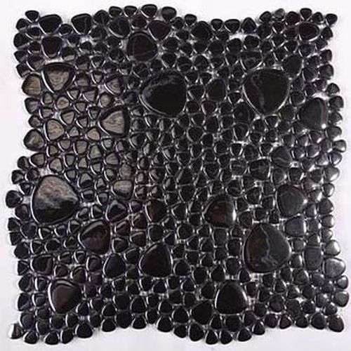 Мозаика Chakmaks Pebble Pisa, цвет чёрный, поверхность глянцевая, квадрат, 290x290