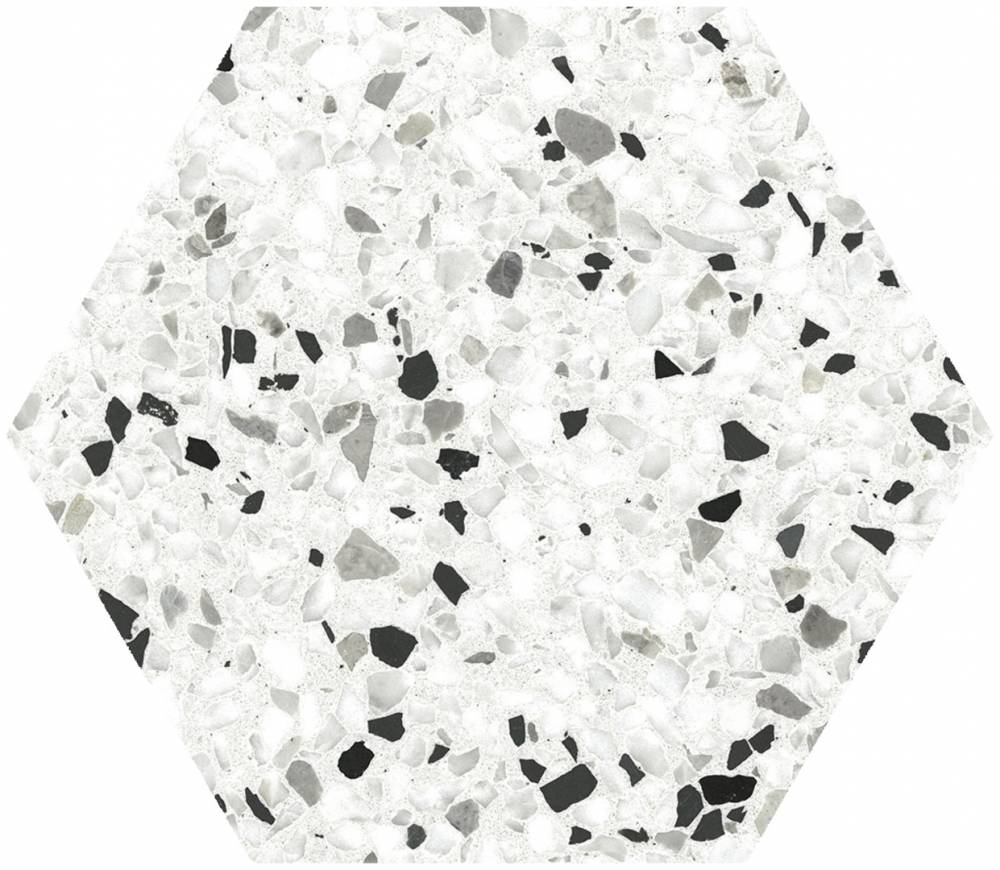 Керамогранит Click Tempo&Inspire Hexa Black, цвет чёрно-белый, поверхность матовая, шестиугольник, 200x240