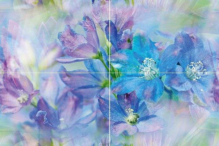 Панно Муза-Керамика Garden P4D242, цвет голубой, поверхность глянцевая, прямоугольник, 400x600