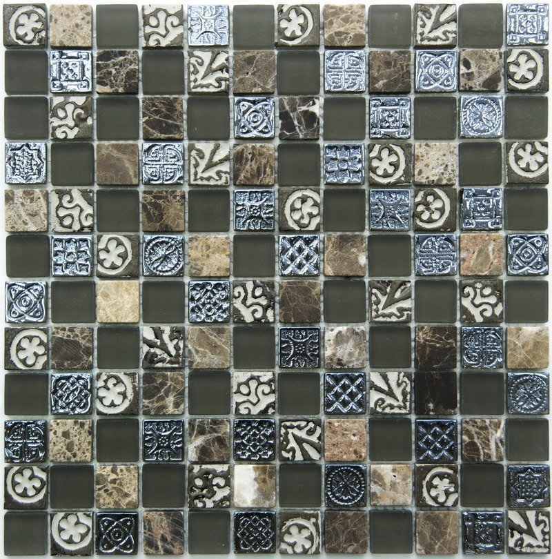 Мозаика NS Mosaic S-835, цвет разноцветный, поверхность матовая, квадрат, 298x298