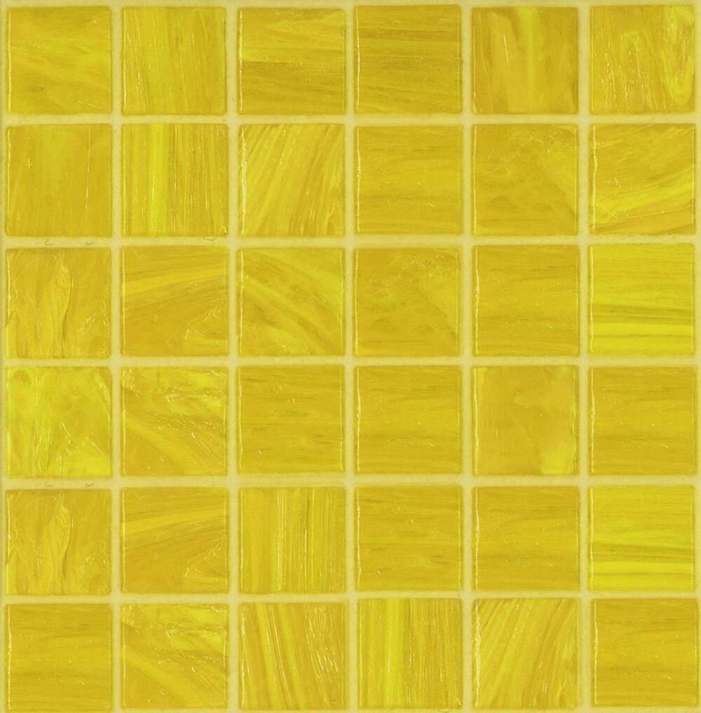 Мозаика Bisazza SM-18 на сетке, цвет жёлтый, поверхность глянцевая, квадрат, 322x322