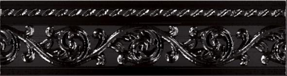 Бордюры Carmen Caprichosa Moldura Yara Negro, цвет чёрный, поверхность глянцевая, прямоугольник, 40x150