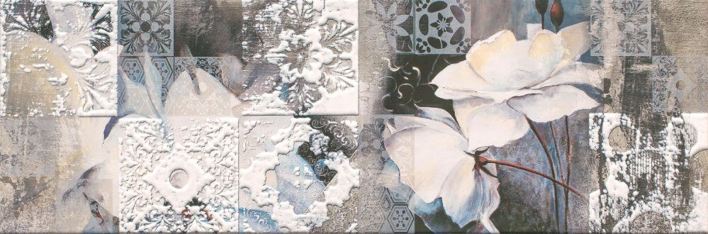 Декоративные элементы Ceramika Konskie Slate Flower 2, цвет серый, поверхность матовая, прямоугольник, 200x600