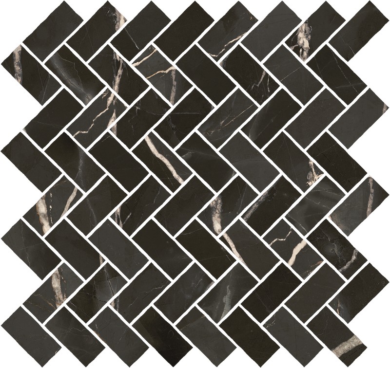 Мозаика Italon Stellaris Absolut Black Mosaico Cross 620110000217, цвет чёрный, поверхность матовая, прямоугольник, 297x315
