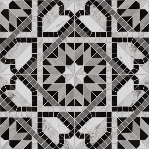 Декоративные элементы Vives Via Appia Cilena-PR Negro, цвет чёрно-белый, поверхность полированная, квадрат, 435x435
