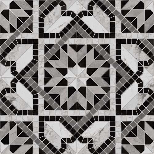 Декоративные элементы Vives Via Appia Cilena-PR Negro, цвет чёрно-белый, поверхность полированная, квадрат, 435x435