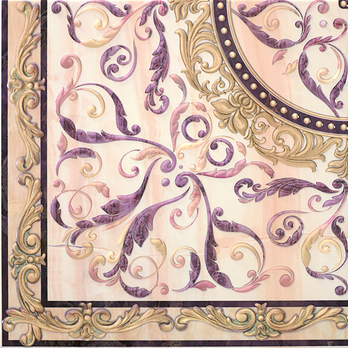 Декоративные элементы Undefasa Onice Centra Liria, цвет бежевый, поверхность глянцевая, квадрат, 410x410