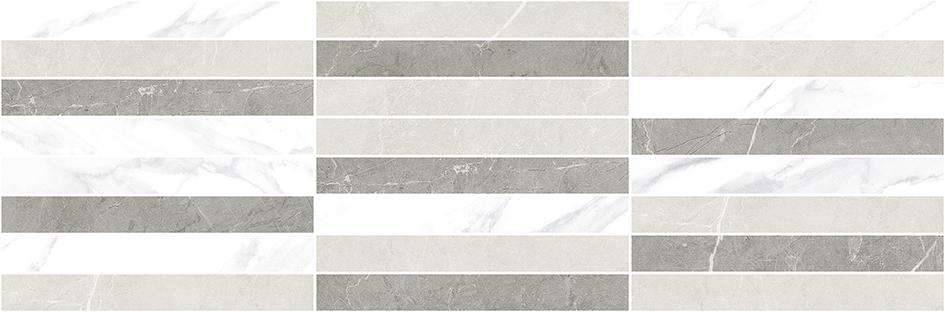 Декоративные элементы Laparet Escada Декор Мозаичный MM60133, цвет белый серый, поверхность глянцевая, прямоугольник, 200x600