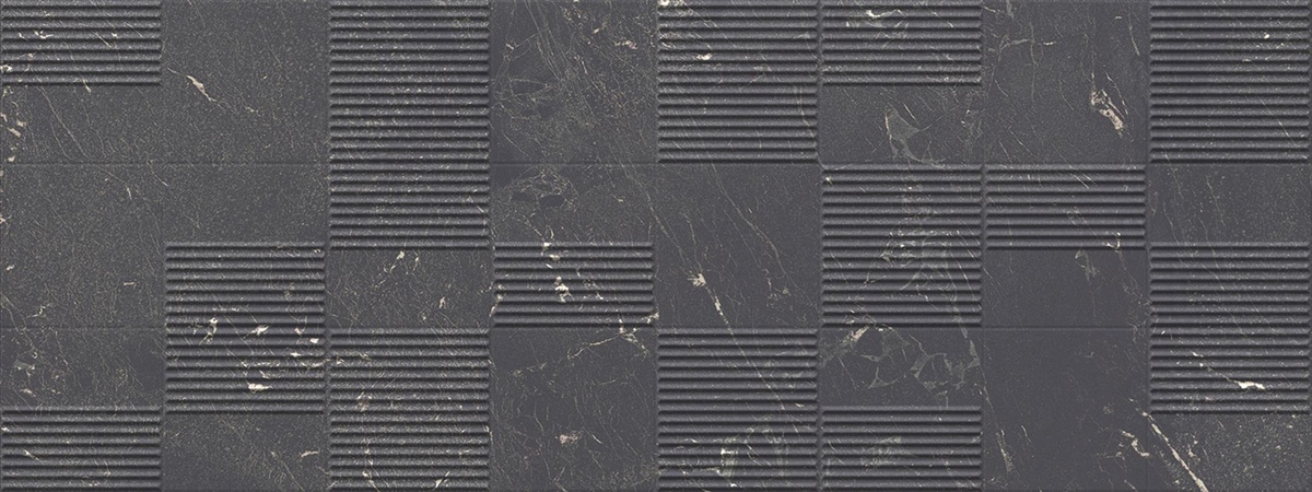 Керамическая плитка Porcelanosa Nolita Queens Marquina 100337333, цвет чёрный, поверхность 3d (объёмная), прямоугольник, 450x1200