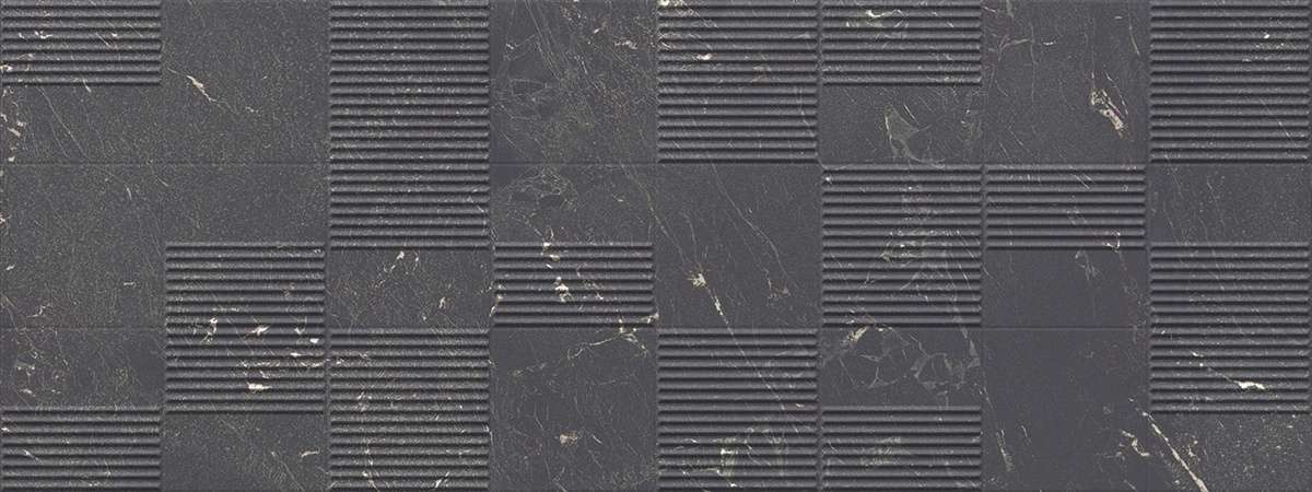 Керамическая плитка Porcelanosa Nolita Queens Marquina 100337333, цвет чёрный, поверхность 3d (объёмная), прямоугольник, 450x1200