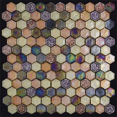 Мозаика Natural Mosaic Fusion MOK-009 (Стекло Агломерат), цвет разноцветный, поверхность глянцевая, квадрат, 305x305