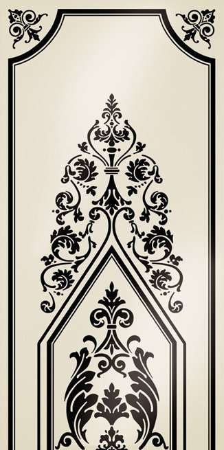 Декоративные элементы Petracers Ad Personam Arabesque Nero, цвет чёрно-белый, поверхность глянцевая, прямоугольник, 500x1000