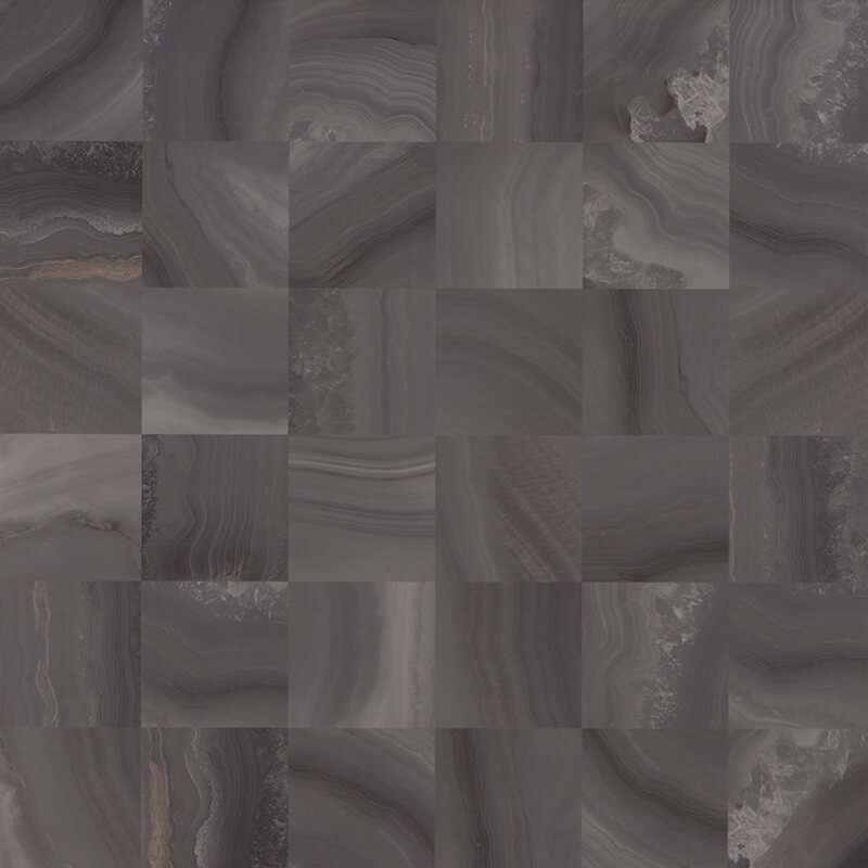 Мозаика Serra Agatha Anthracide Decor, цвет серый, поверхность глянцевая, квадрат, 600x600