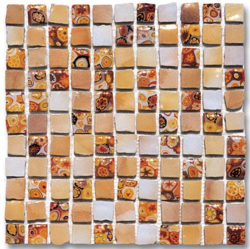 Мозаика Ker-av Frammenti&Riflessi Murrina Calda (2,5X2,5 su rete) KER-0505, цвет бежевый, поверхность глянцевая, квадрат, 300x300