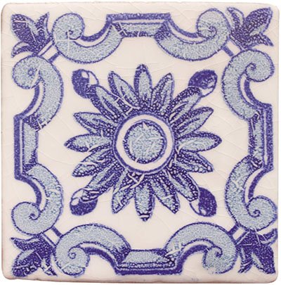 Декоративные элементы Cevica Dec. Flor Azul Prov.Blanco, цвет разноцветный, поверхность глянцевая, квадрат, 130x130